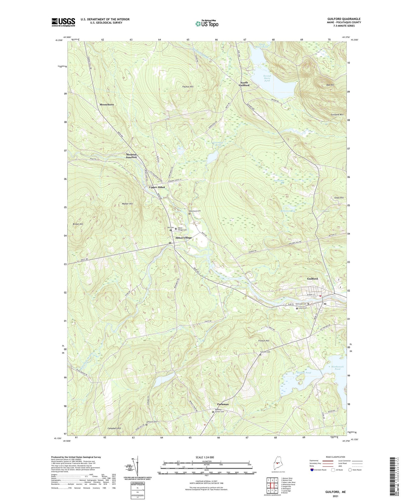 Guilford Maine US Topo Map Image