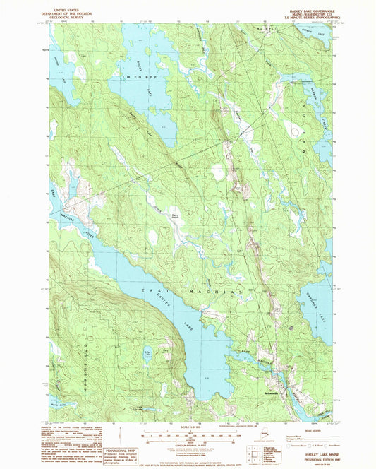 Classic USGS Hadley Lake Maine 7.5'x7.5' Topo Map Image