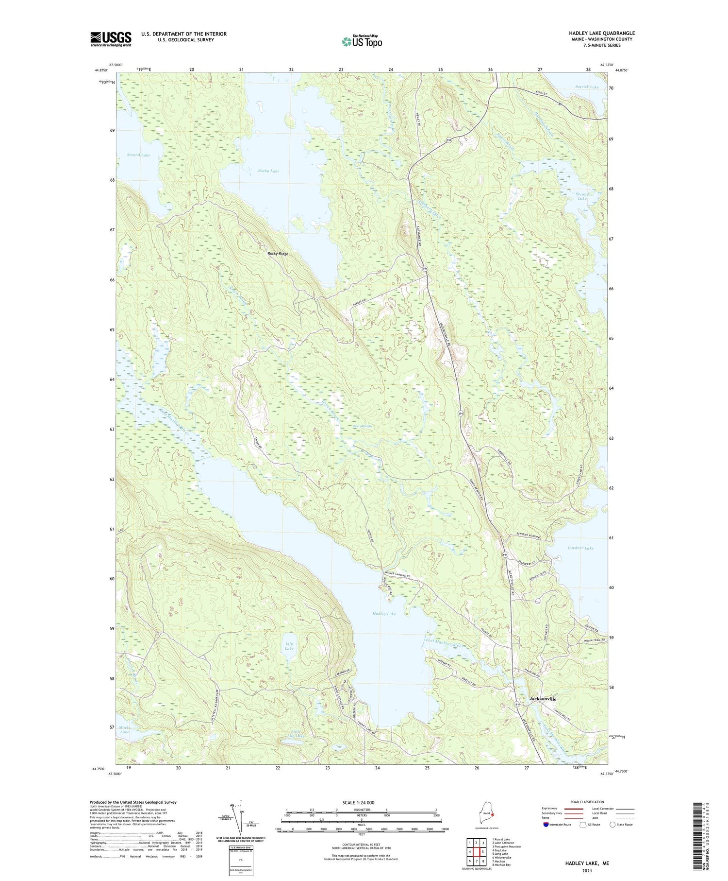 Hadley Lake Maine US Topo Map Image