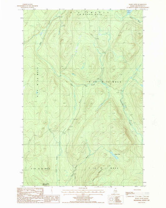 Classic USGS Hafey Pond Maine 7.5'x7.5' Topo Map Image
