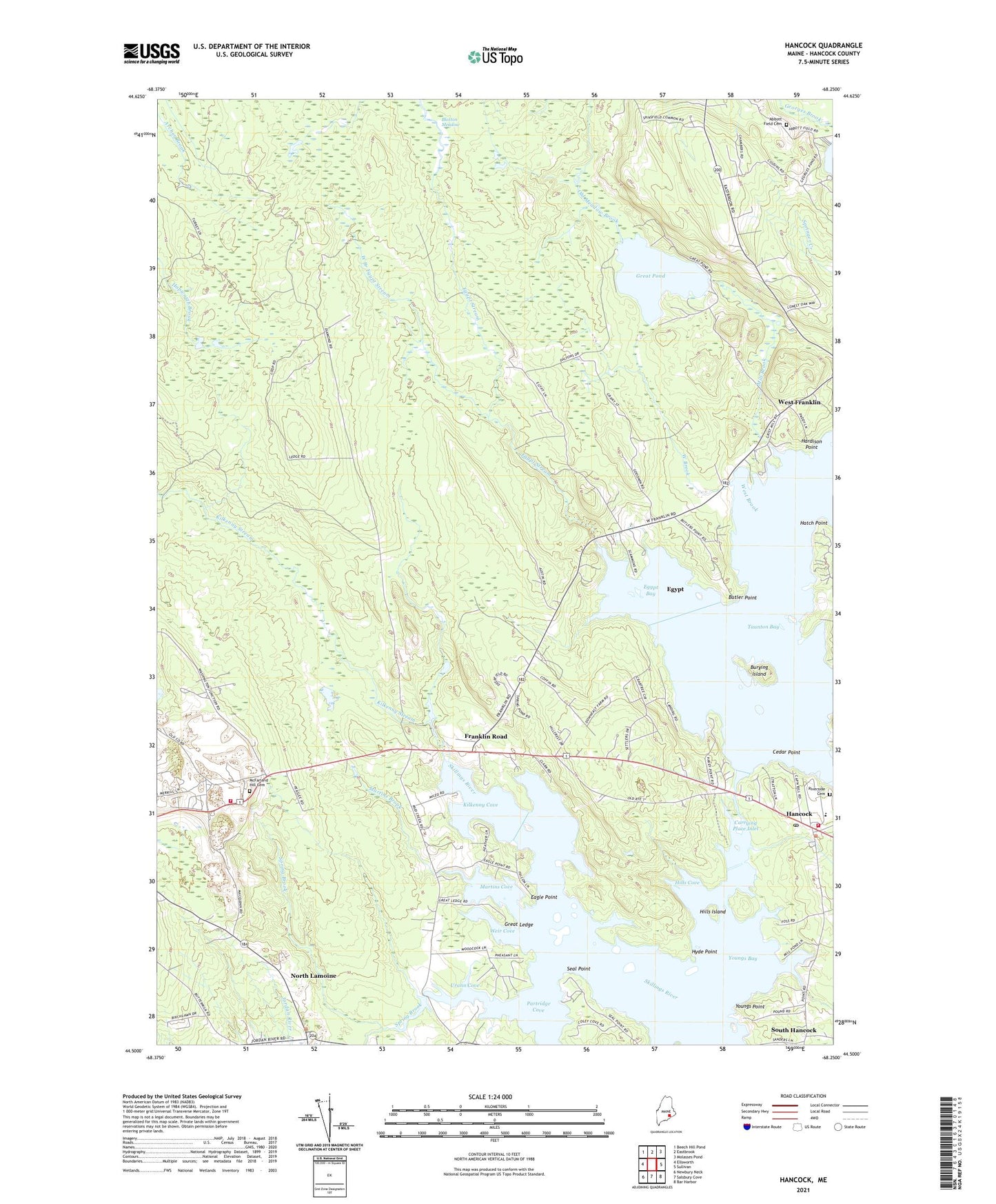 Hancock Maine US Topo Map Image