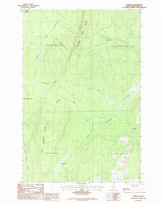 Classic USGS Hanford Maine 7.5'x7.5' Topo Map Image