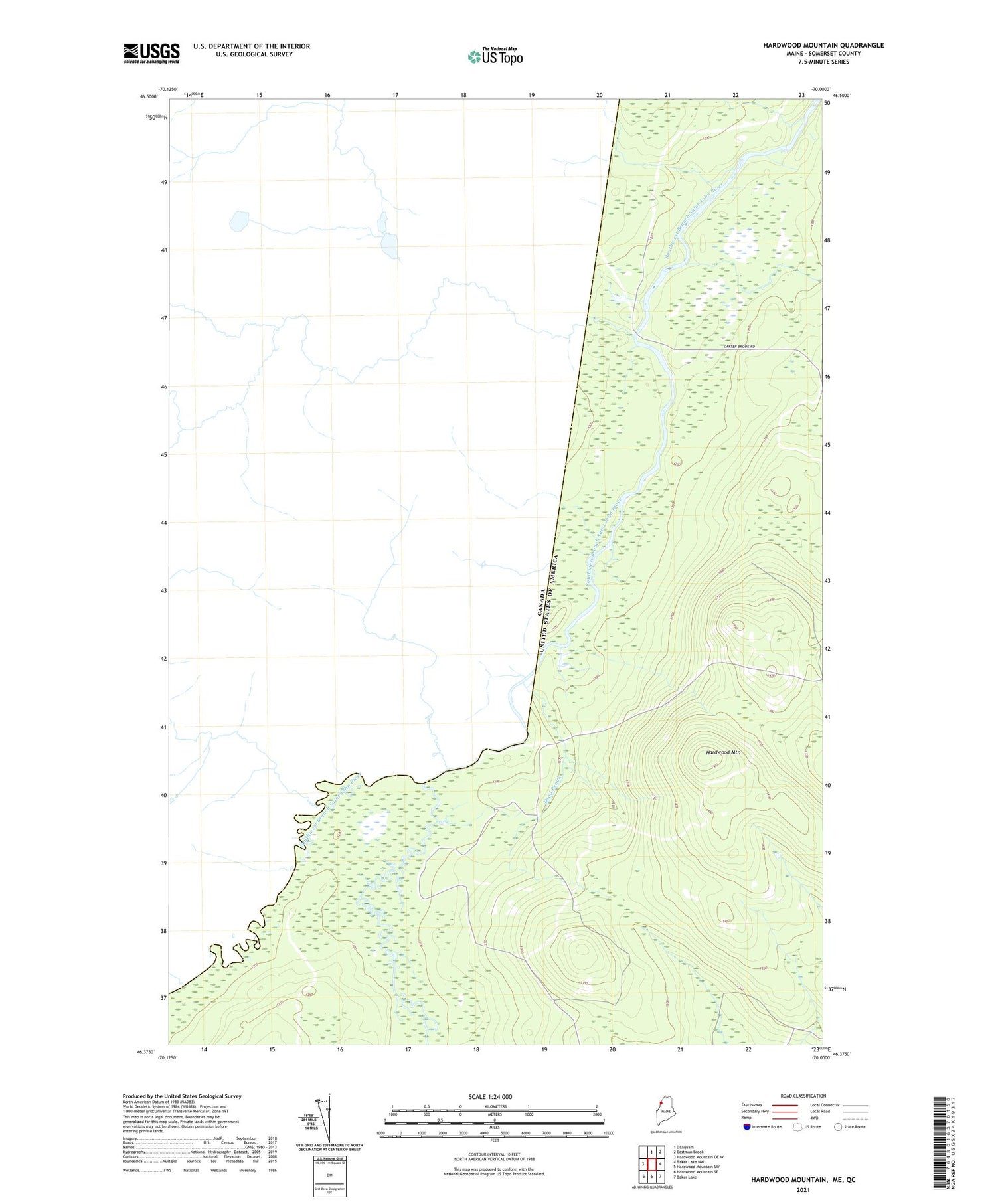 Hardwood Mountain Maine US Topo Map Image