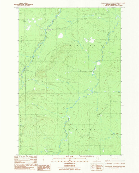 Classic USGS Hardwood Mountain SE Maine 7.5'x7.5' Topo Map Image