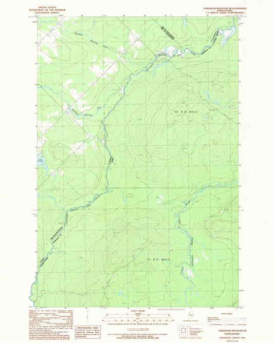 Classic USGS Hardwood Mountain SW Maine 7.5'x7.5' Topo Map Image
