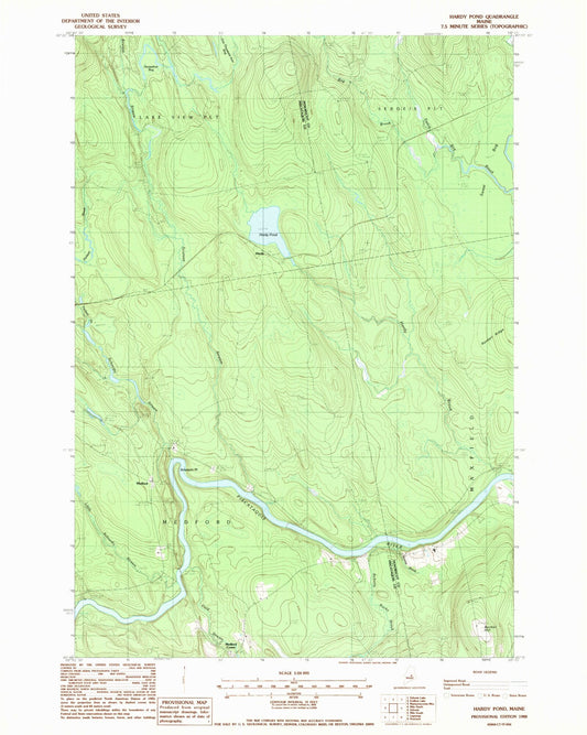 Classic USGS Hardy Pond Maine 7.5'x7.5' Topo Map Image