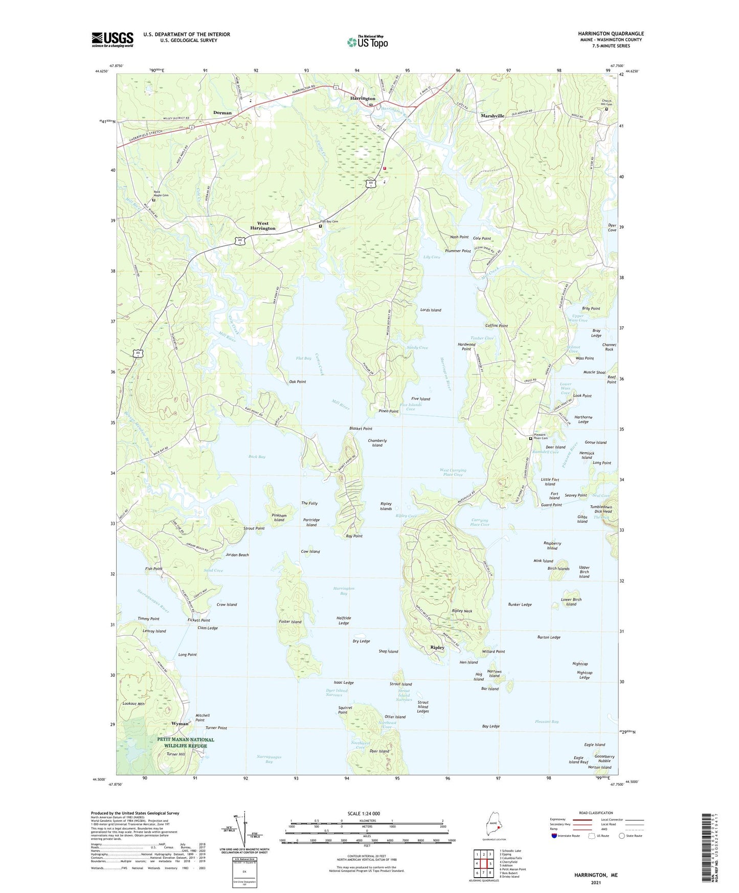 Harrington Maine US Topo Map Image