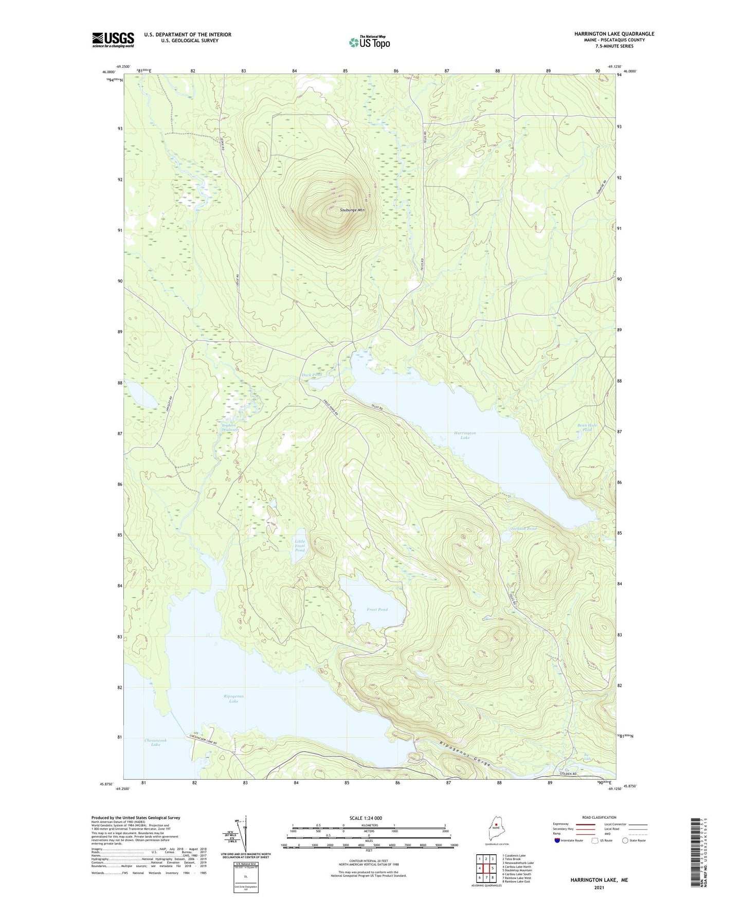 Harrington Lake Maine US Topo Map Image