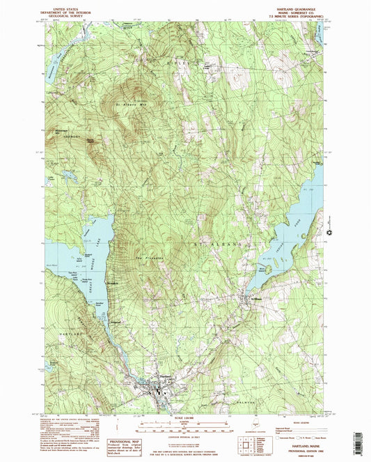 Classic USGS Hartland Maine 7.5'x7.5' Topo Map Image