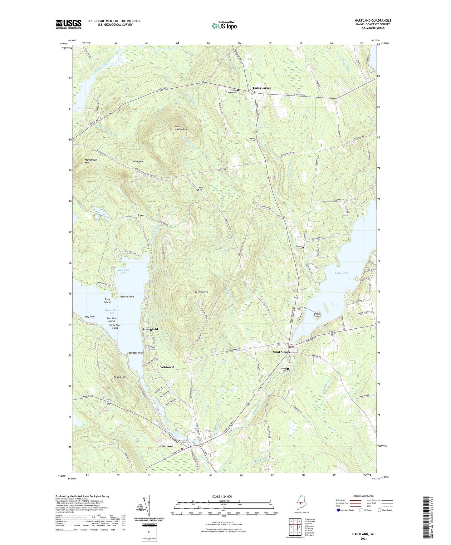 Hartland Maine US Topo Map Image