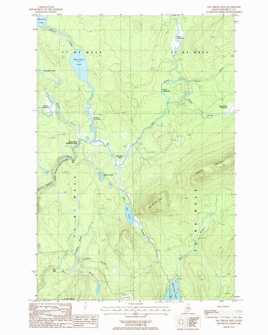Classic USGS Hay Brook Mountain Maine 7.5'x7.5' Topo Map Image