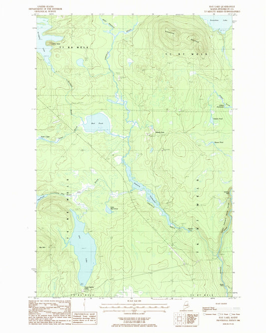 Classic USGS Hay Lake Maine 7.5'x7.5' Topo Map Image