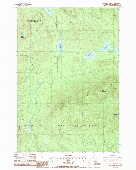 Classic USGS Hay Mountain Maine 7.5'x7.5' Topo Map Image