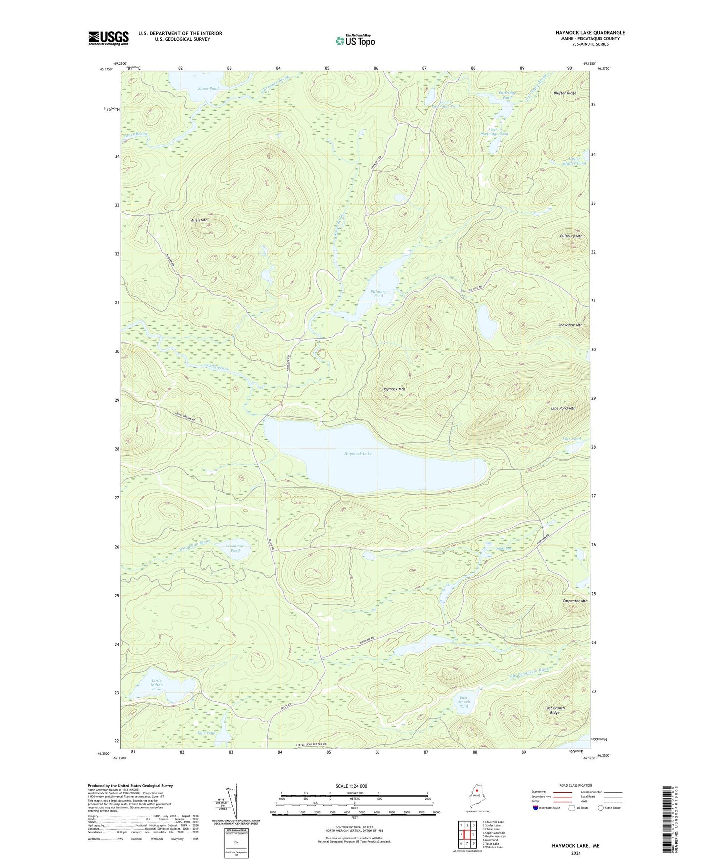 Haymock Lake Maine US Topo Map Image