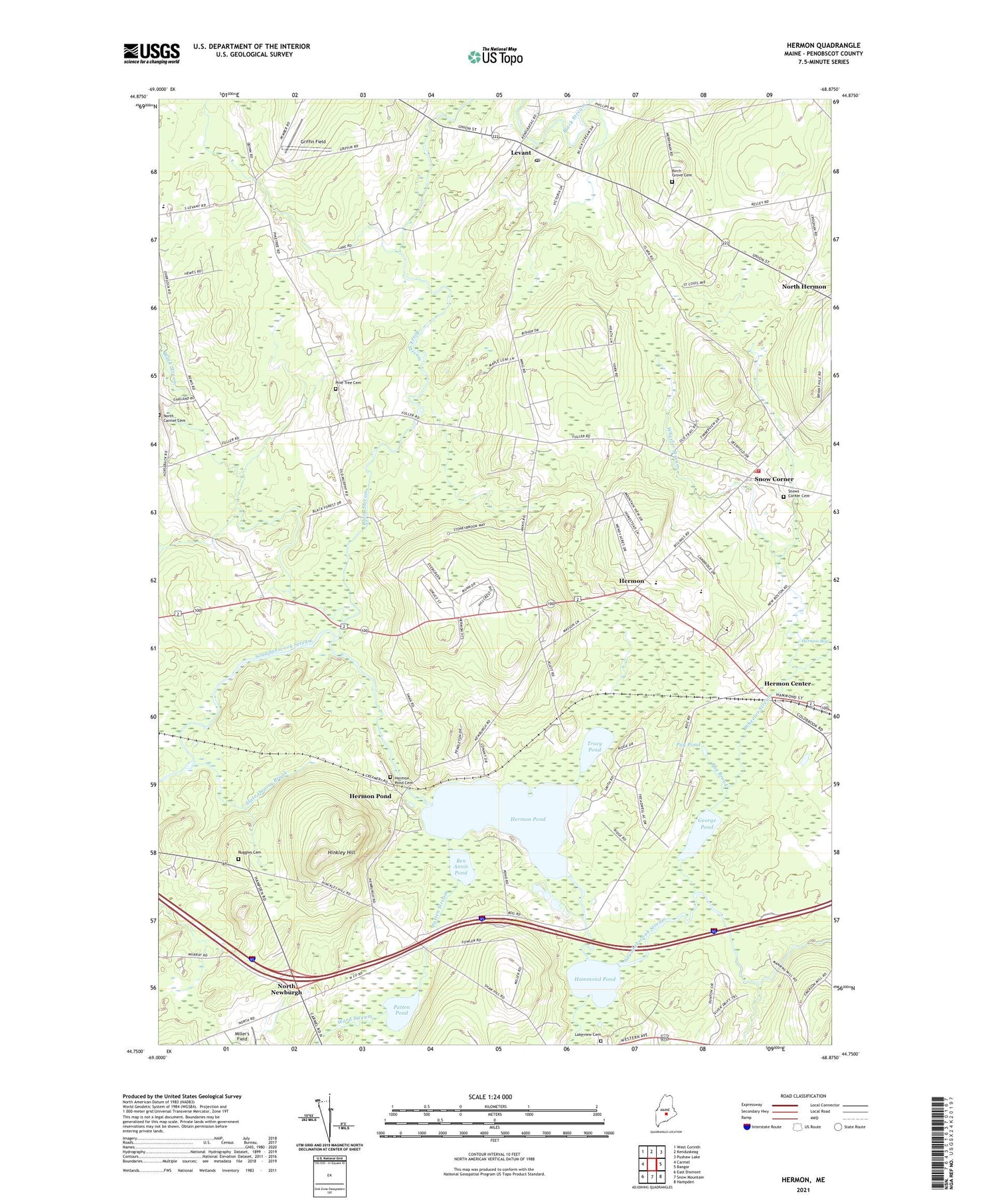 Hermon Maine US Topo Map Image