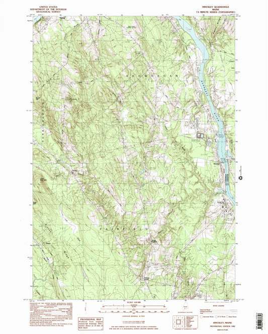 Classic USGS Hinckley Maine 7.5'x7.5' Topo Map Image