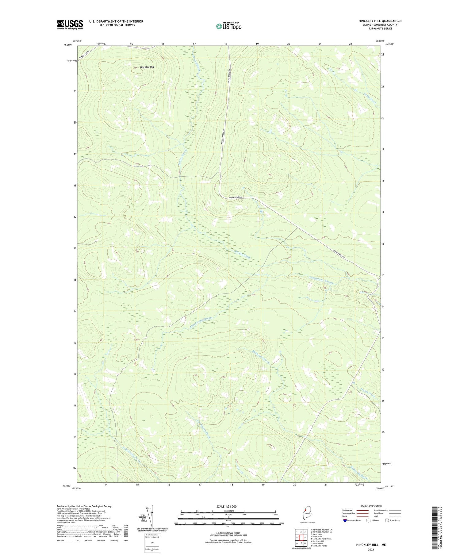 Hinckley Hill Maine US Topo Map Image