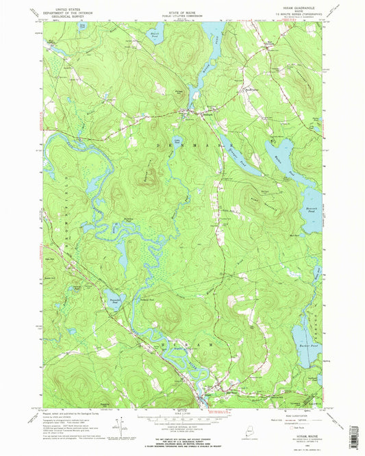 Classic USGS Hiram Maine 7.5'x7.5' Topo Map Image