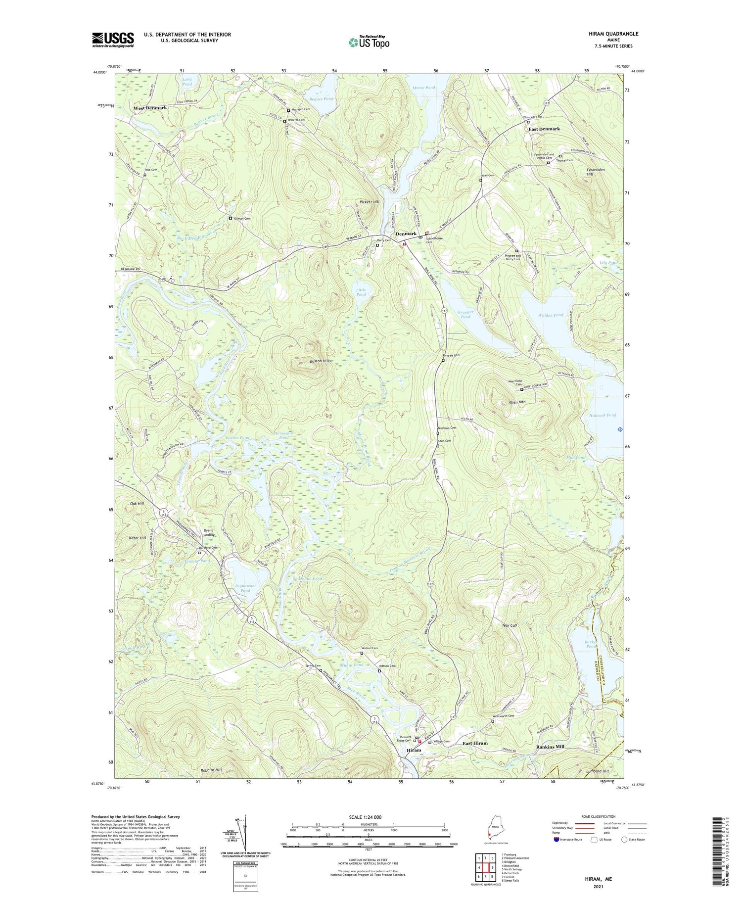 Hiram Maine US Topo Map Image