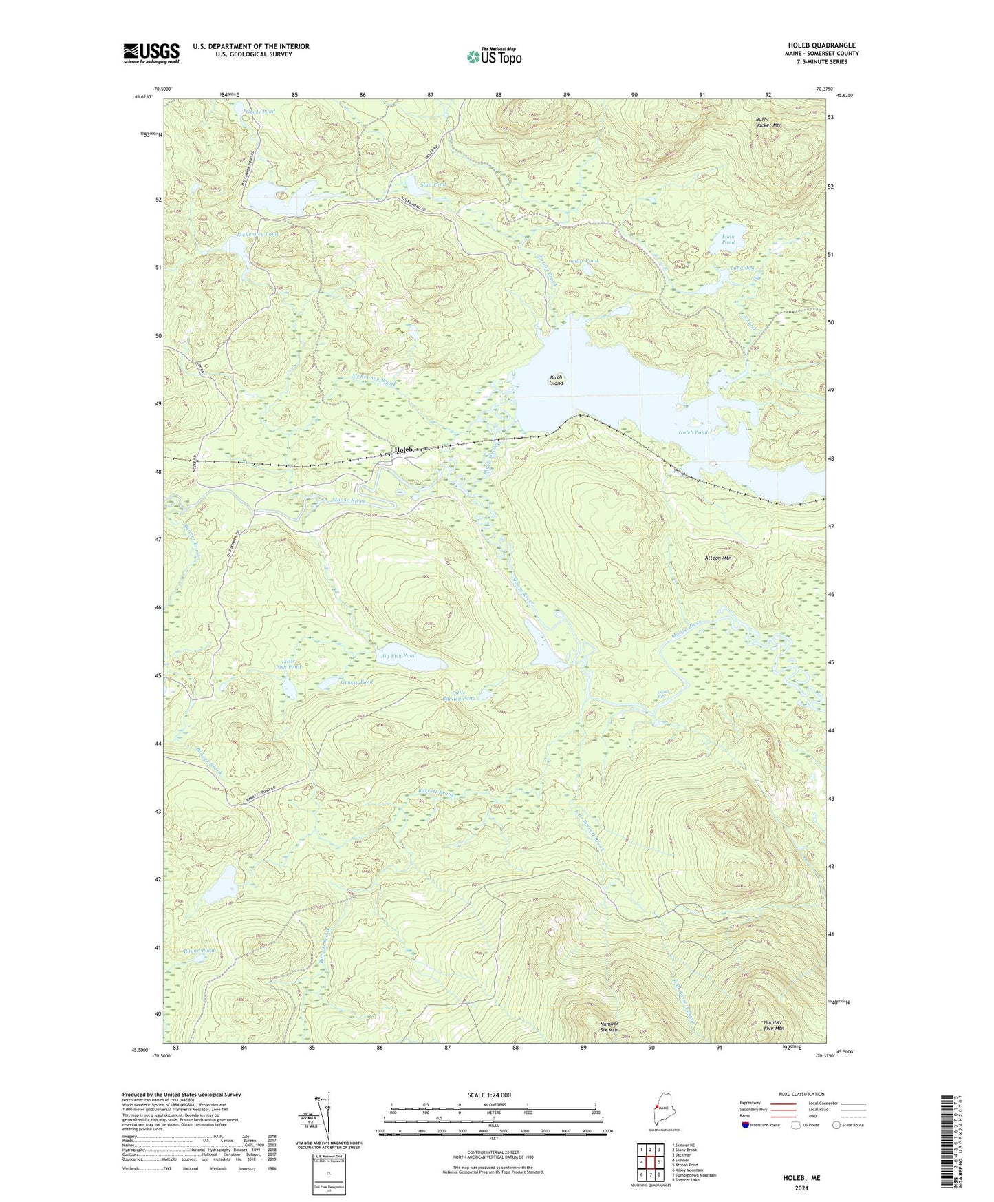 Holeb Maine US Topo Map Image
