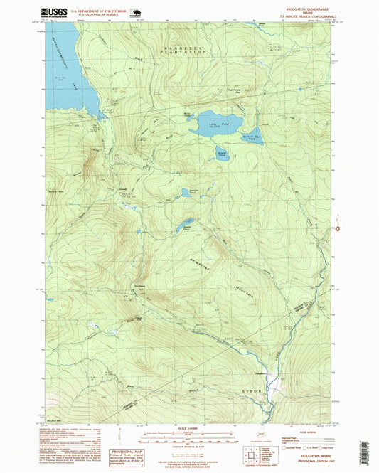 Classic USGS Houghton Maine 7.5'x7.5' Topo Map Image