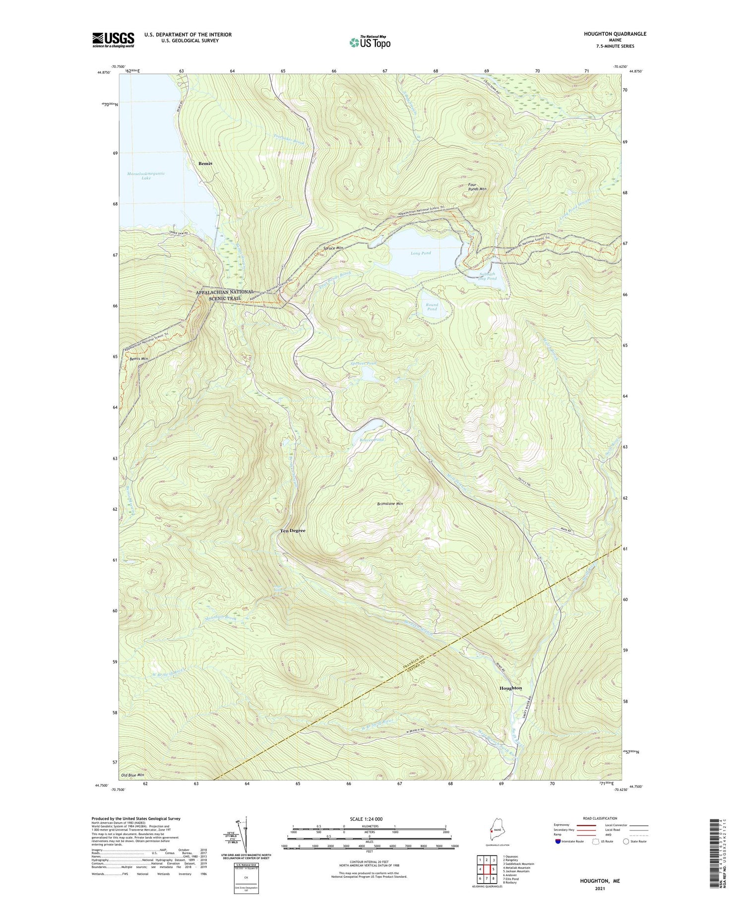 Houghton Maine US Topo Map Image