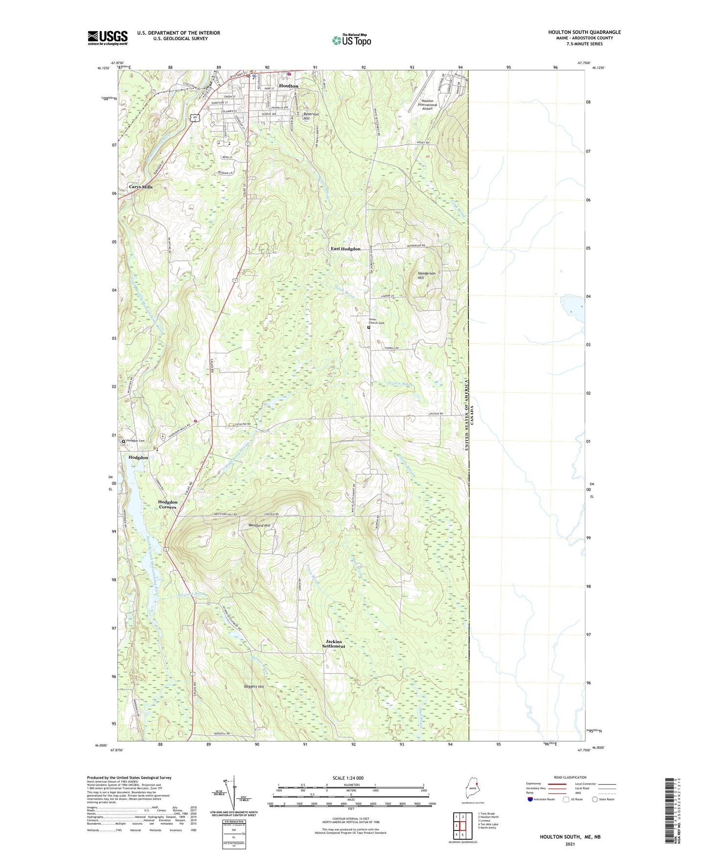 Houlton South Maine US Topo Map Image