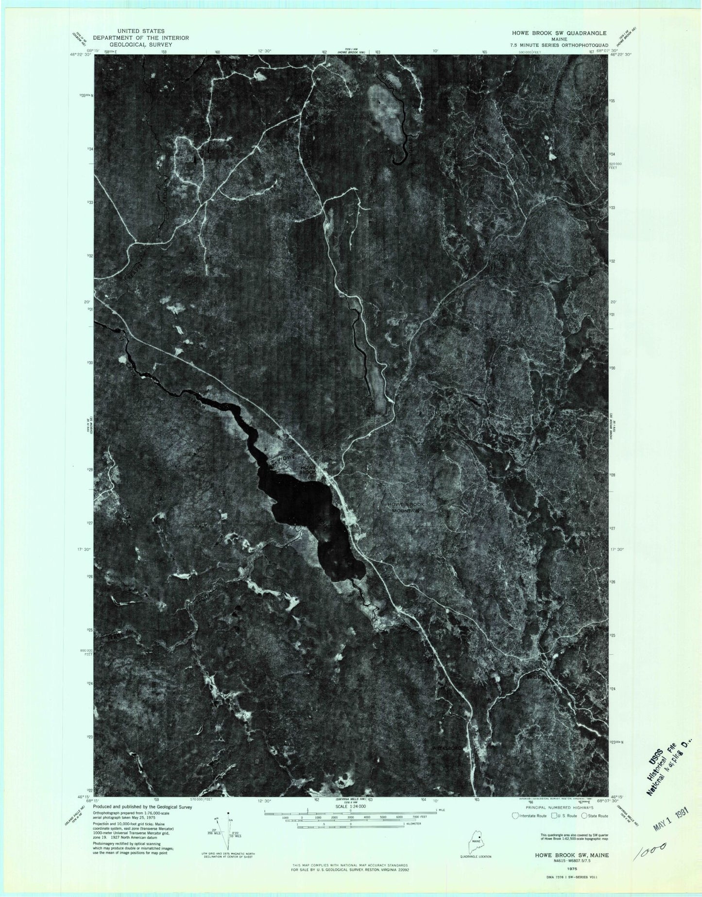 Classic USGS Saint Croix Lake Maine 7.5'x7.5' Topo Map Image