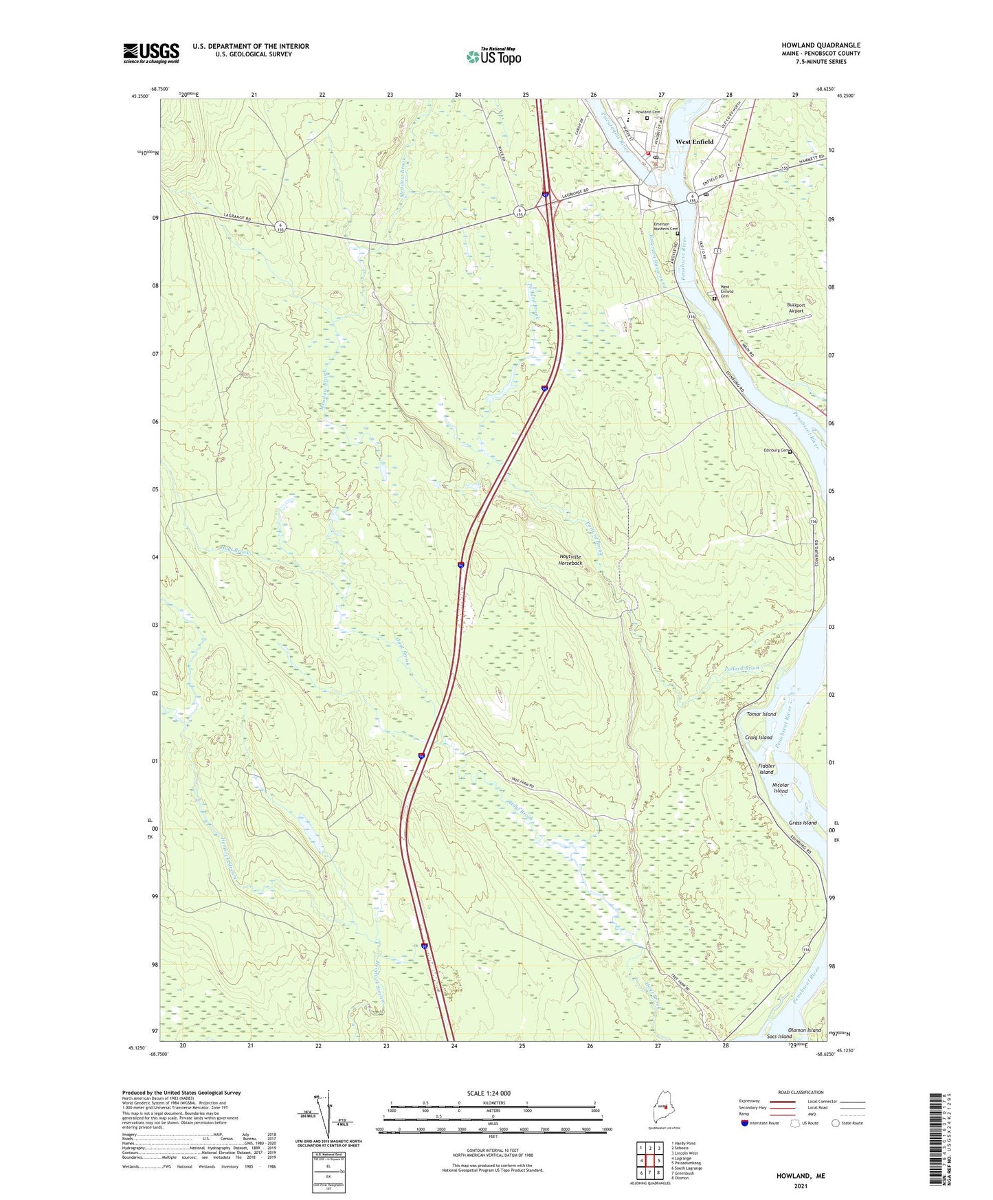 Howland Maine US Topo Map Image