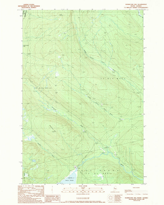 Classic USGS Hurricane Hill Maine 7.5'x7.5' Topo Map Image