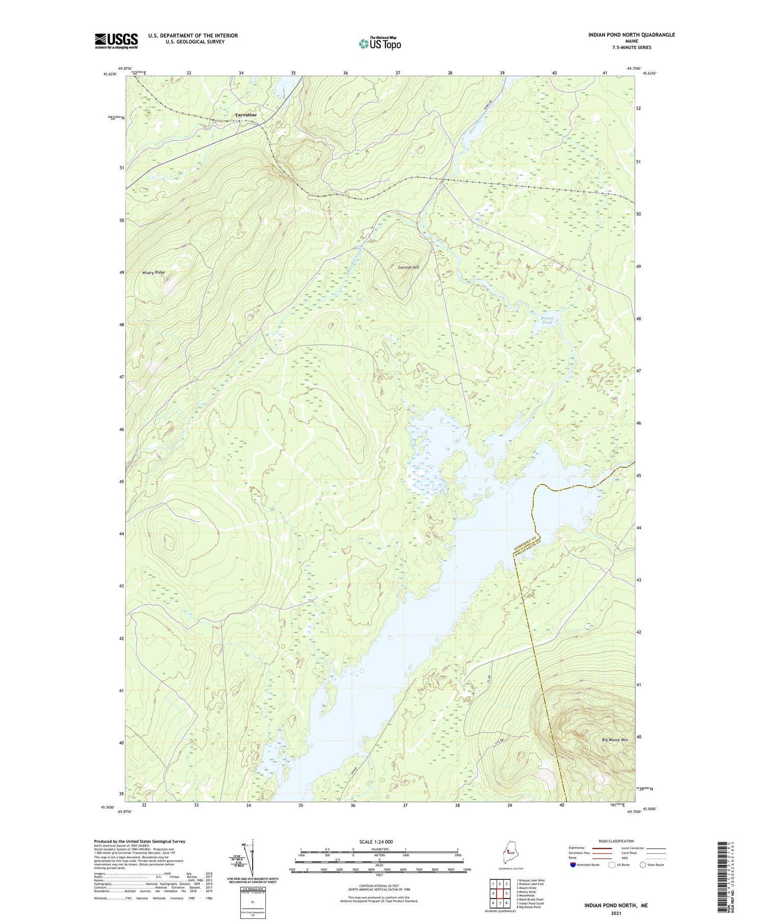 Indian Pond North Maine US Topo Map Image