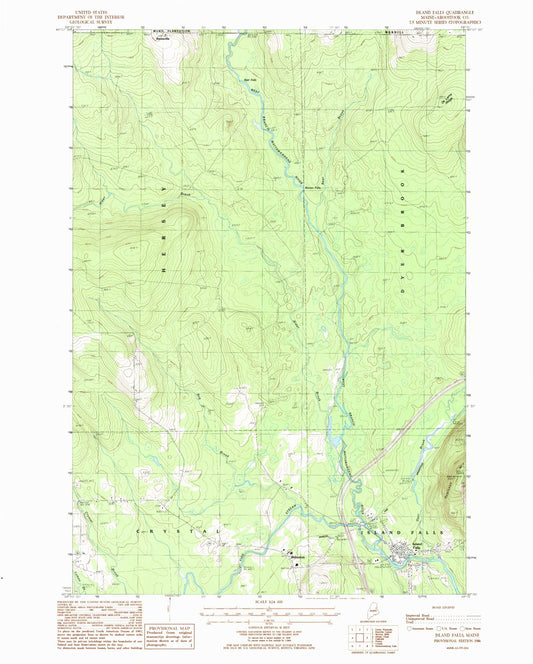 Classic USGS Island Falls Maine 7.5'x7.5' Topo Map Image