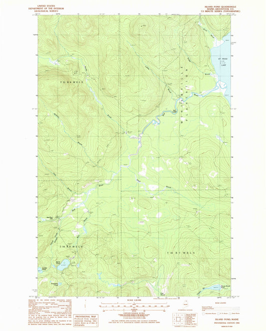 Classic USGS Island Pond Maine 7.5'x7.5' Topo Map Image