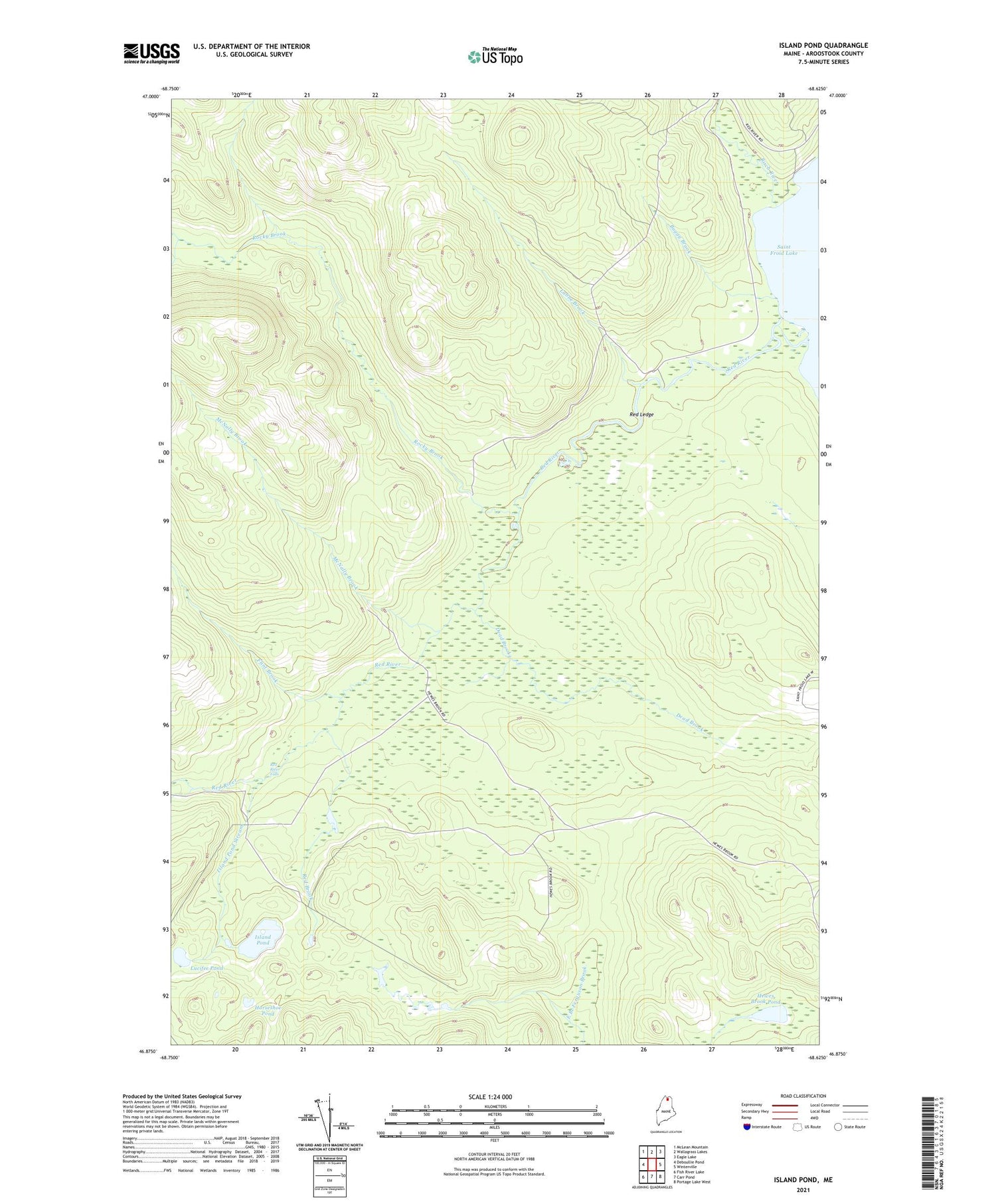 Island Pond Maine US Topo Map Image