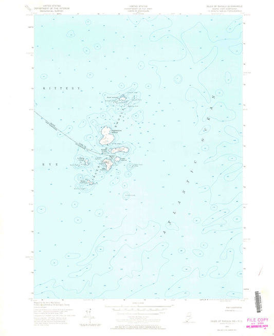 Classic USGS Isles of Shoals Maine 7.5'x7.5' Topo Map Image