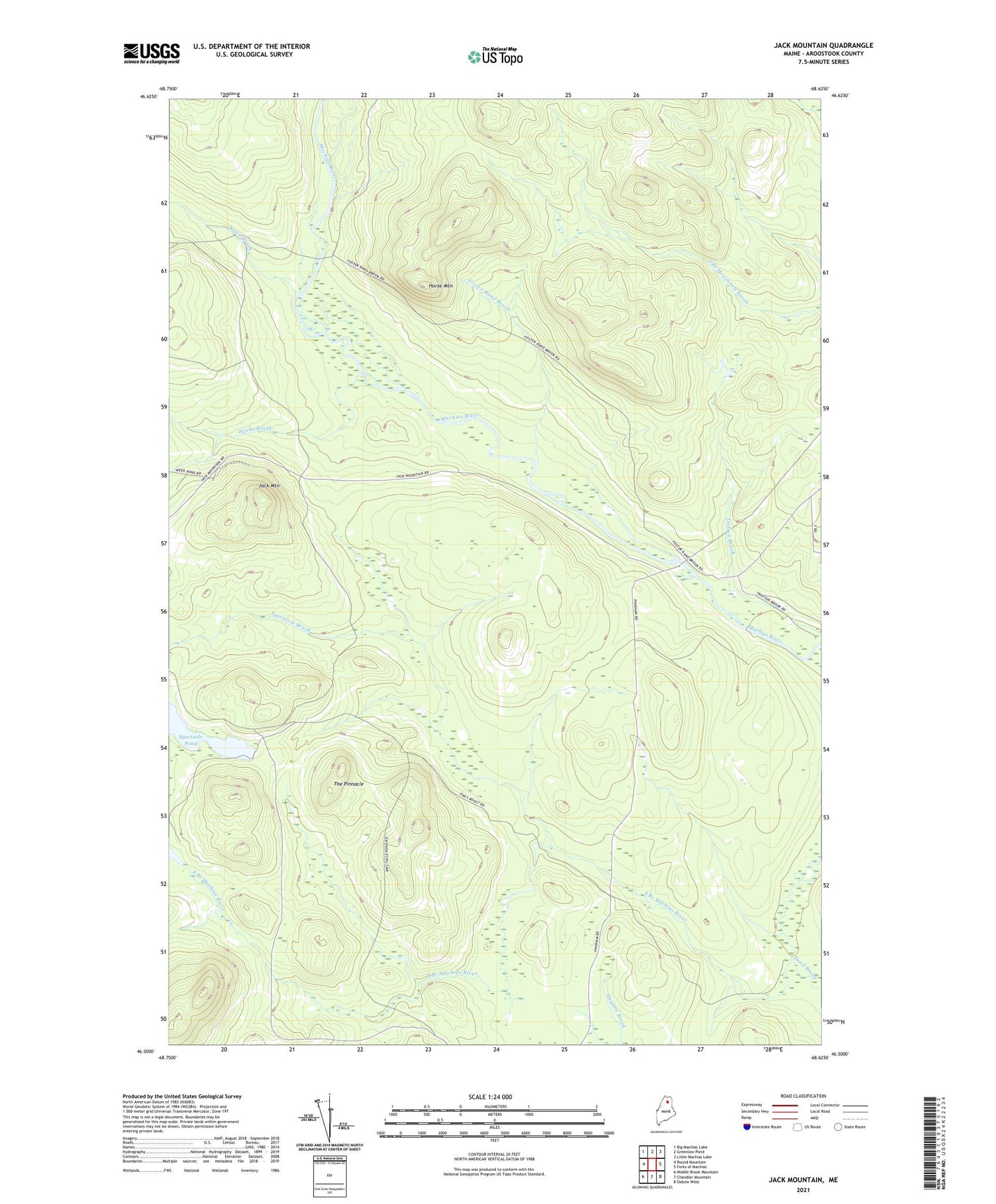 Jack Mountain Maine US Topo Map Image