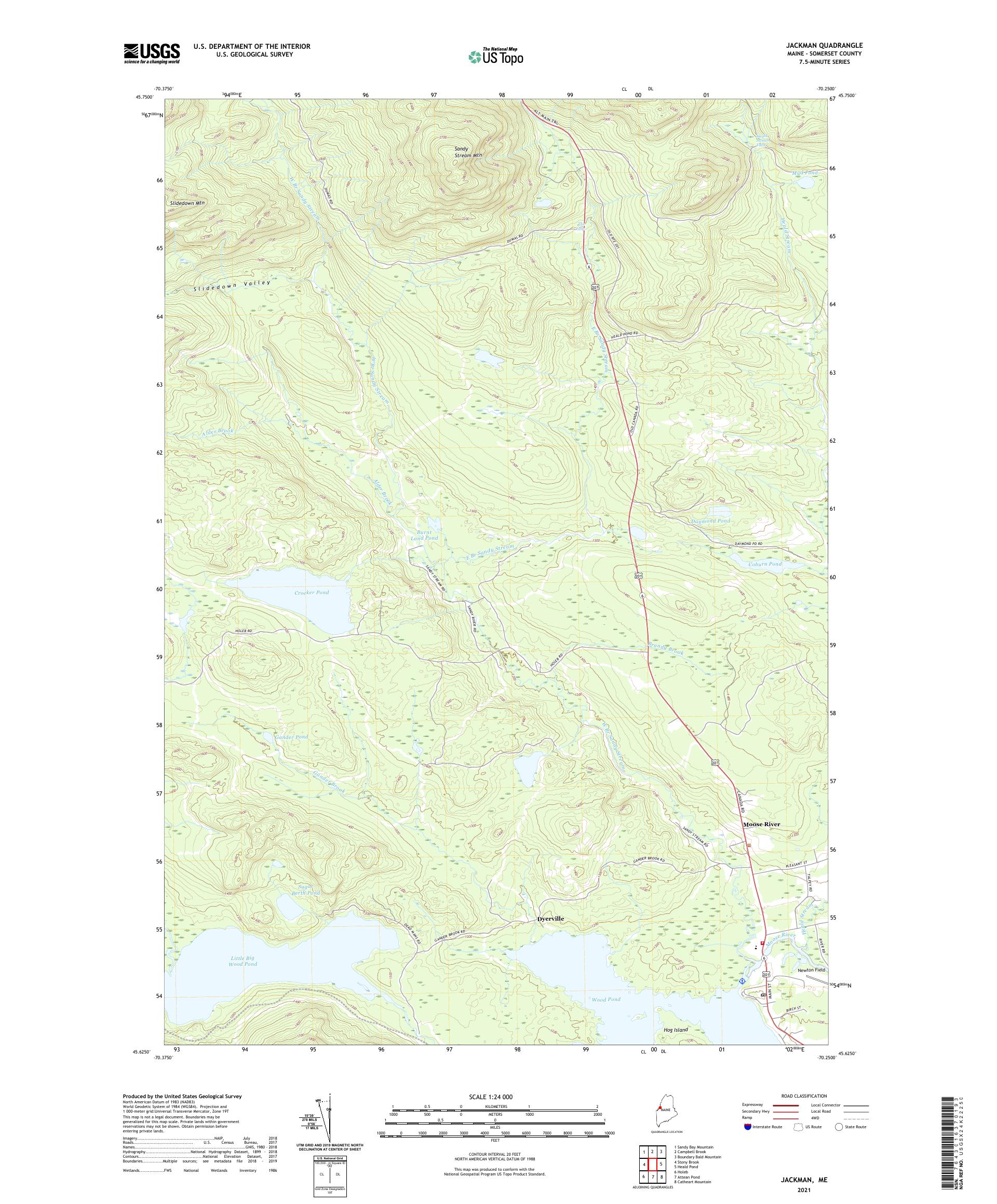 Jackman Maine US Topo Map – MyTopo Map Store