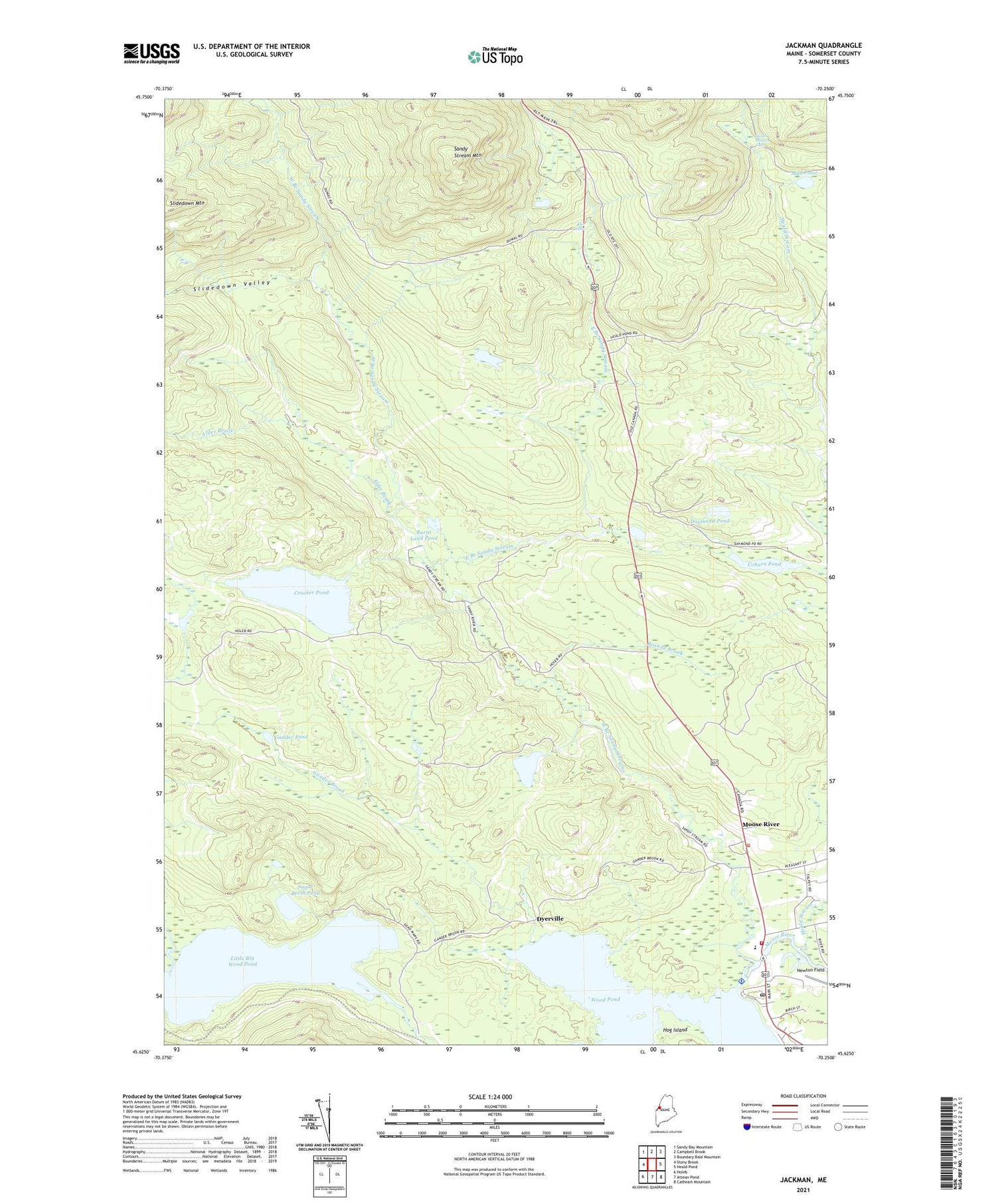 Jackman Maine US Topo Map Image
