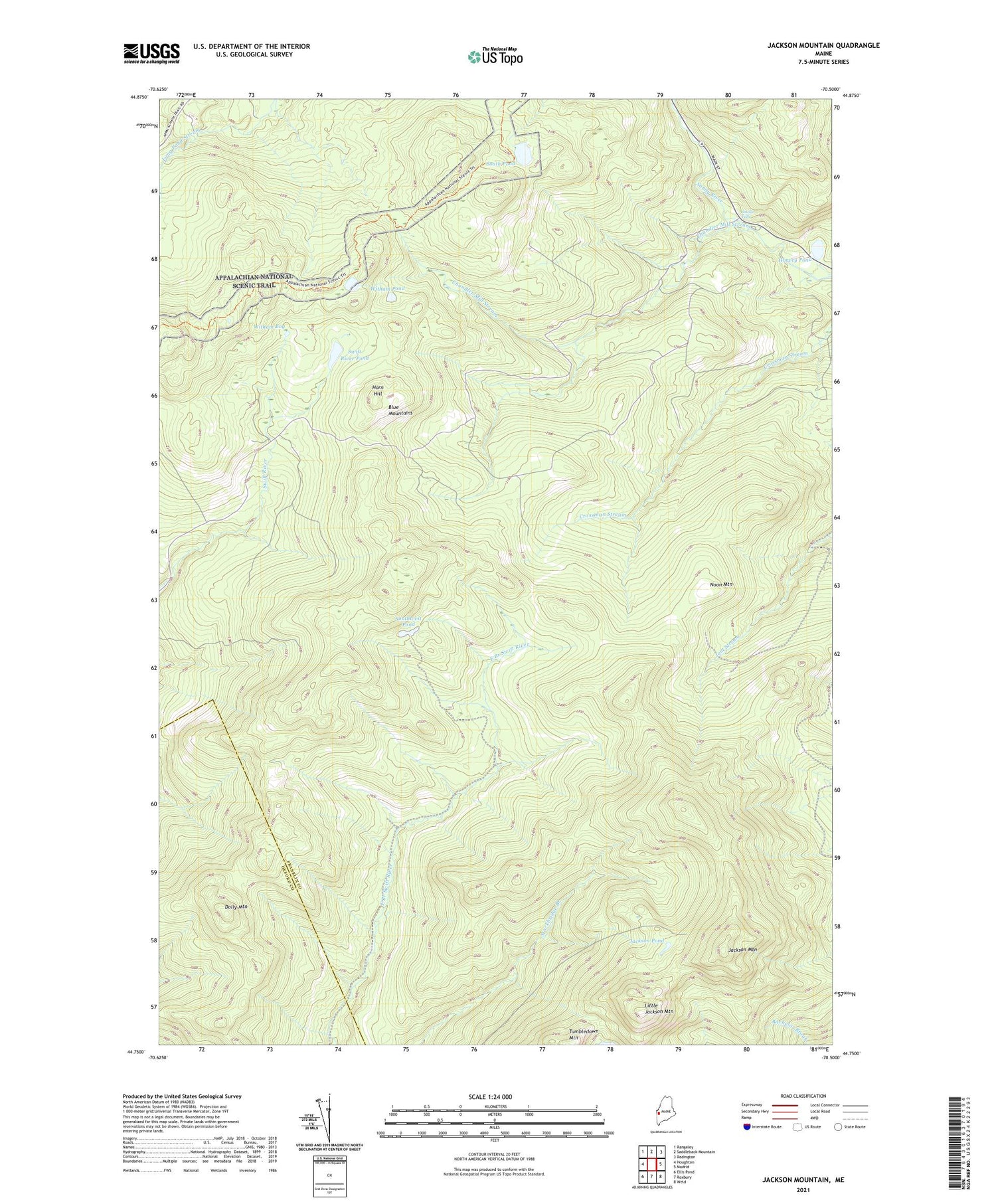 Jackson Mountain Maine US Topo Map Image