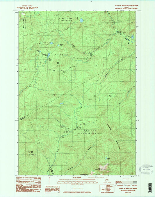 Classic USGS Jackson Mountain Maine 7.5'x7.5' Topo Map Image
