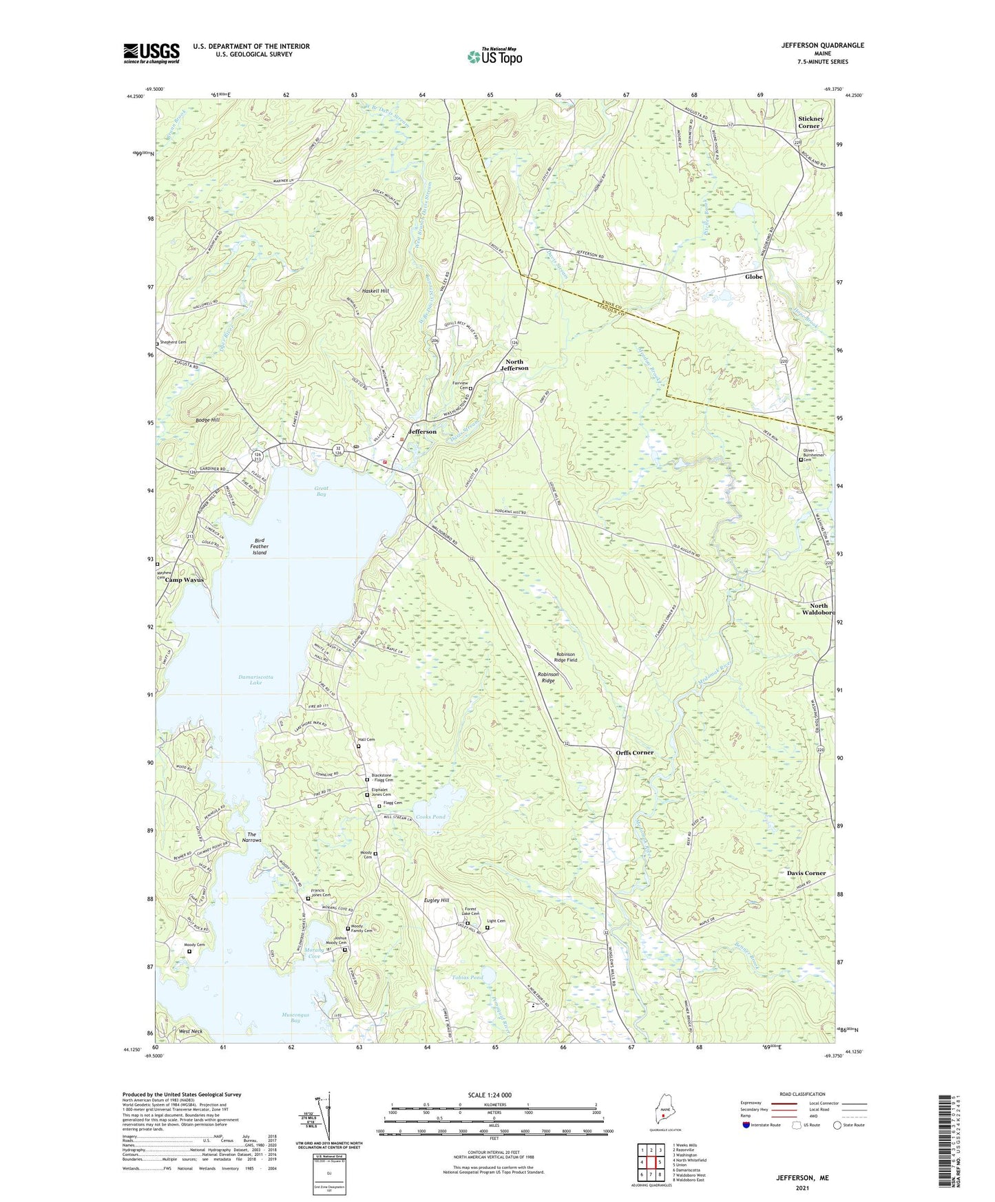 Jefferson Maine US Topo Map Image