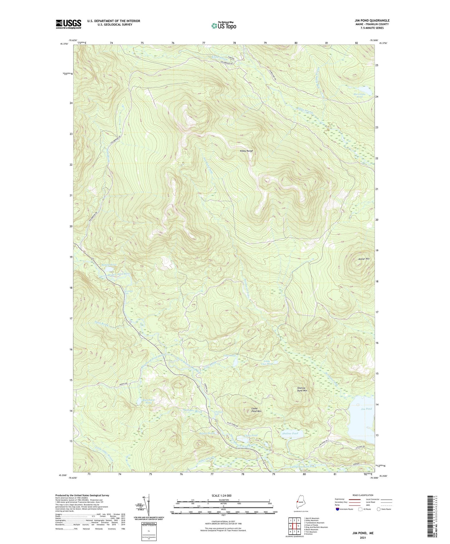 Jim Pond Maine US Topo Map Image