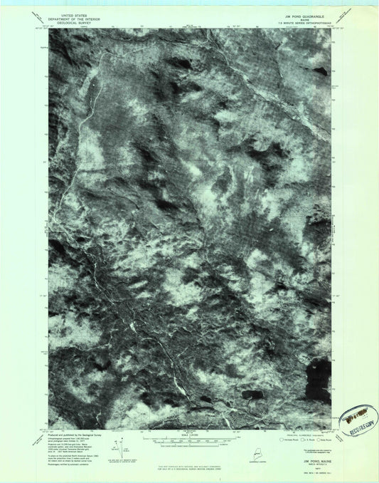 Classic USGS Jim Pond Maine 7.5'x7.5' Topo Map Image