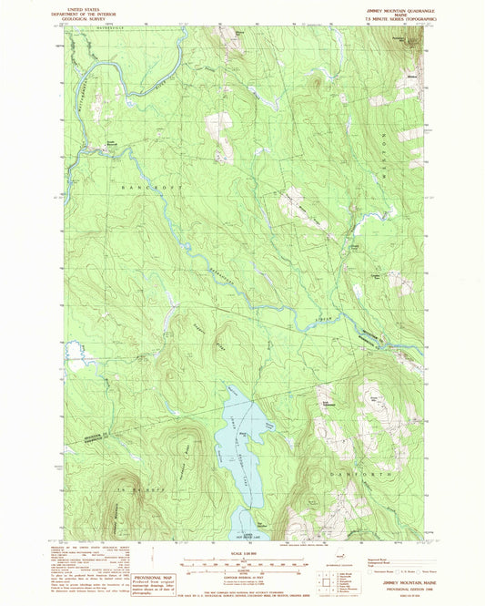 Classic USGS Jimmey Mountain Maine 7.5'x7.5' Topo Map Image