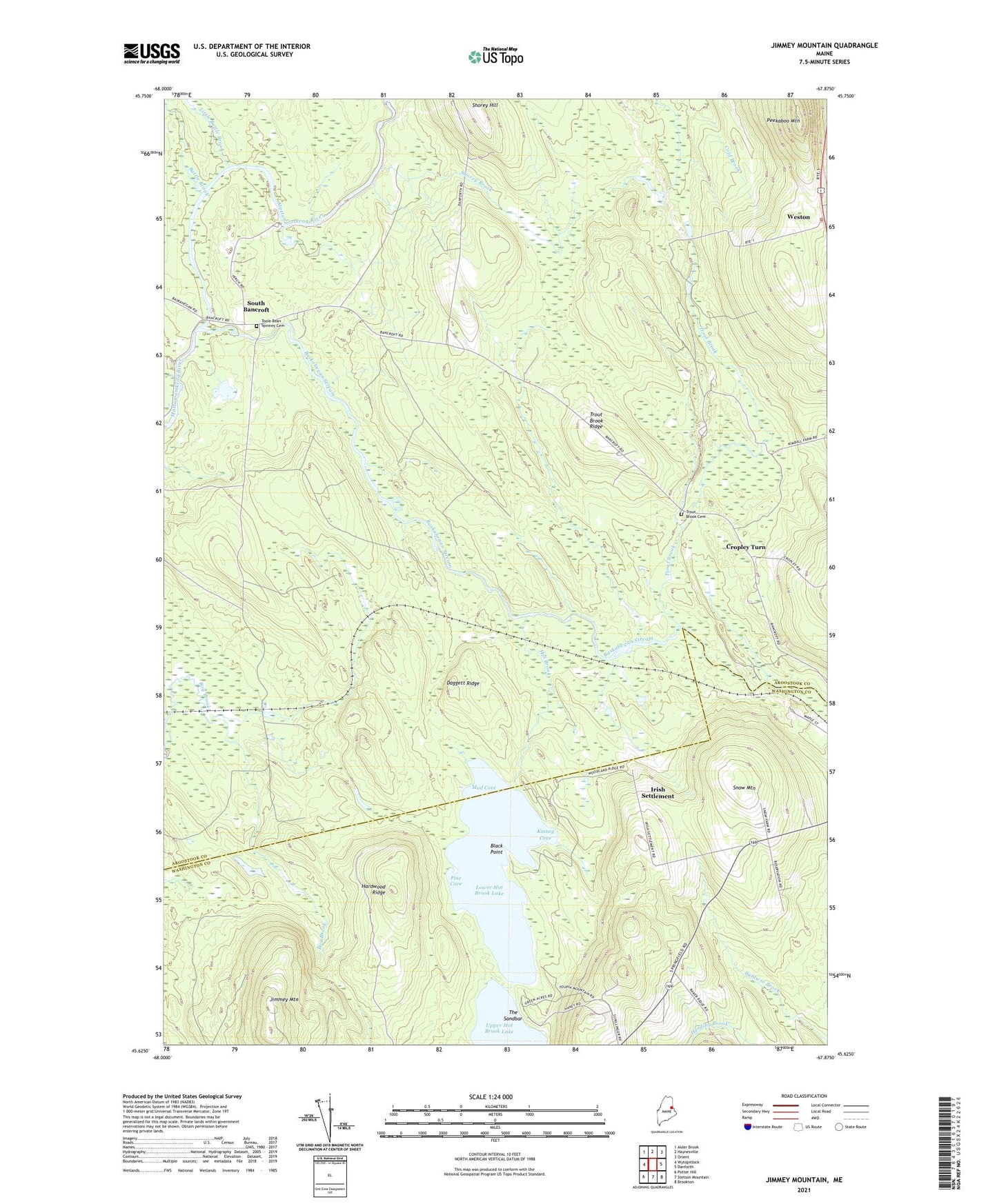 Jimmey Mountain Maine US Topo Map Image