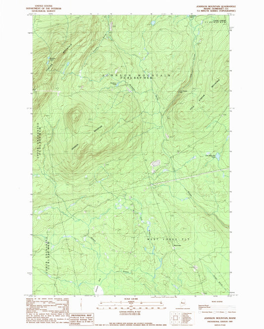 Classic USGS Johnson Mountain Maine 7.5'x7.5' Topo Map Image