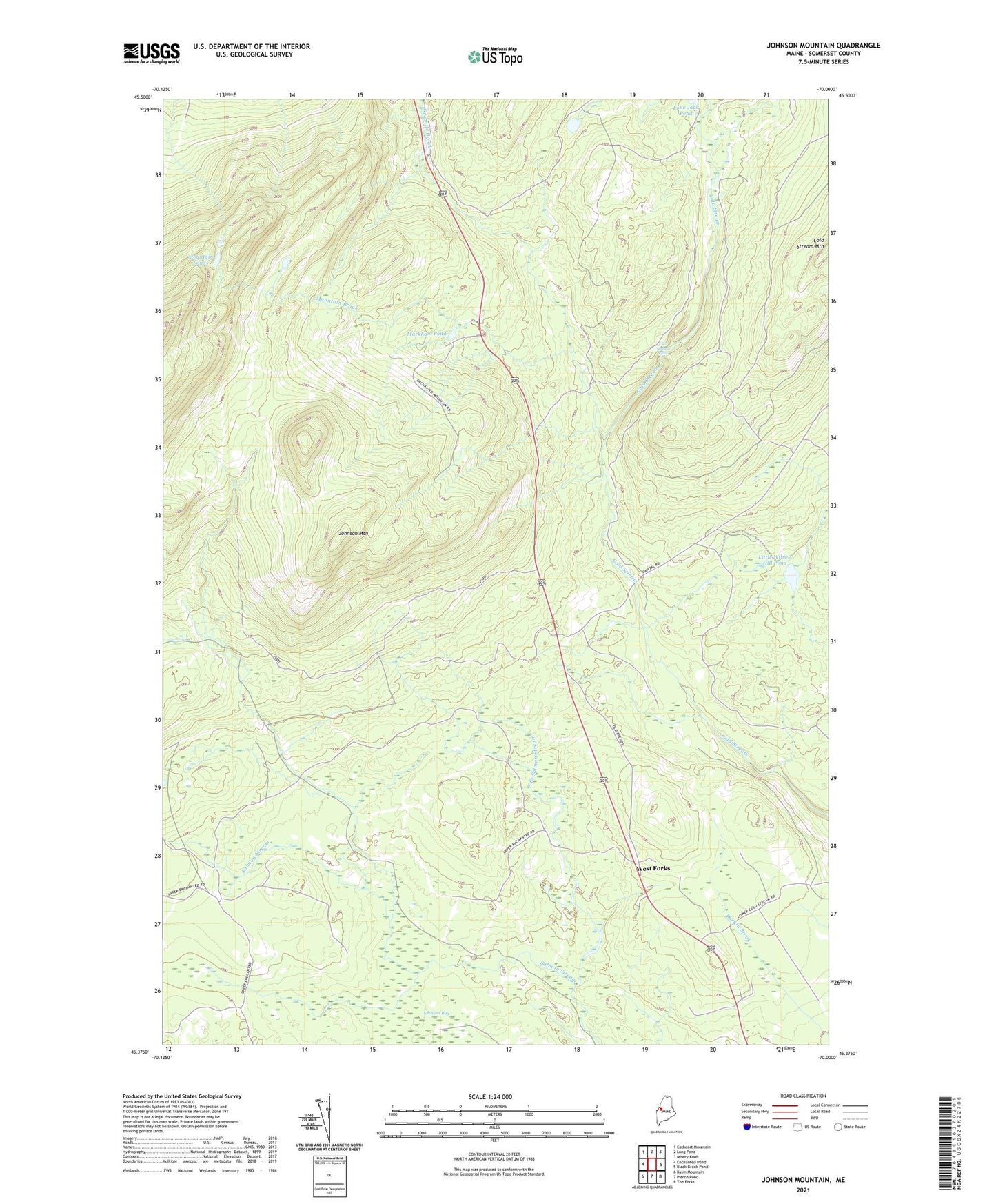 Johnson Mountain Maine US Topo Map Image