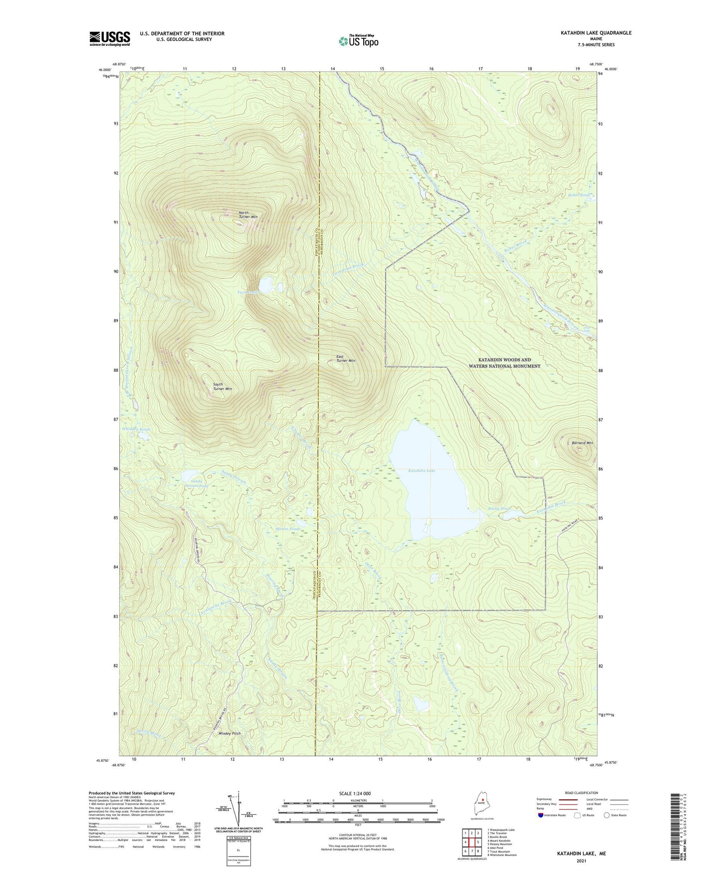 Katahdin Lake Maine US Topo Map Image