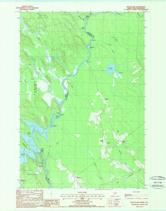 Classic USGS Kelleyland Maine 7.5'x7.5' Topo Map Image