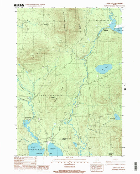 Classic USGS Kennebago Maine 7.5'x7.5' Topo Map Image